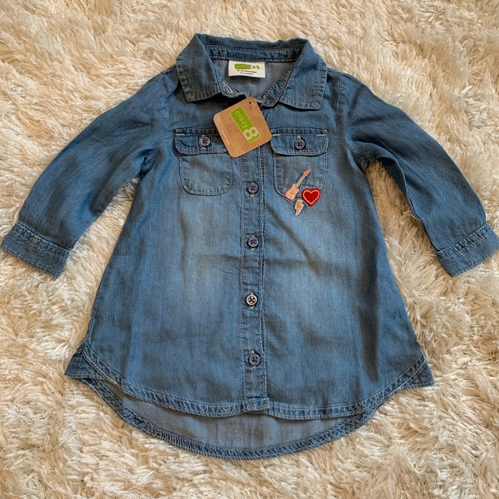 Crazy 8 Chambray Heart & Guitar Patchwork Dress